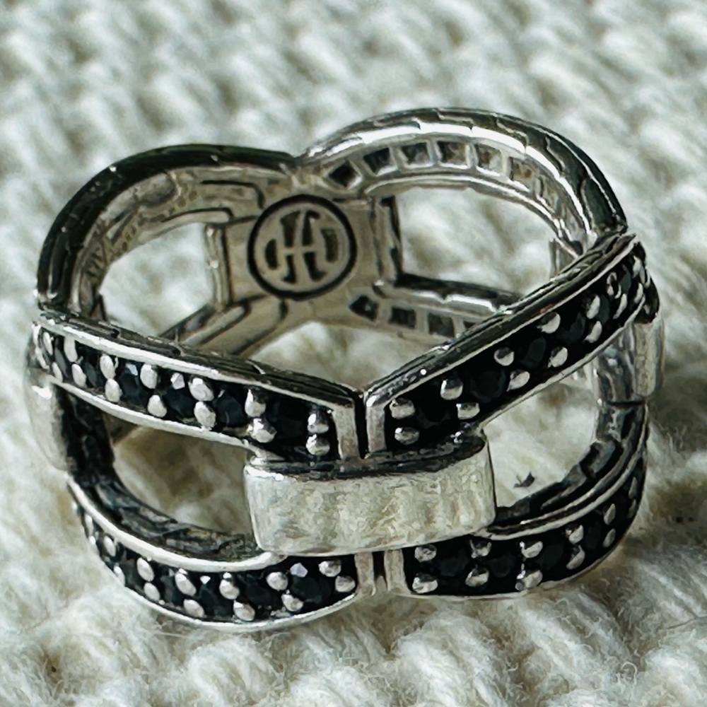 John Hardy black sapphire link ring sz 7